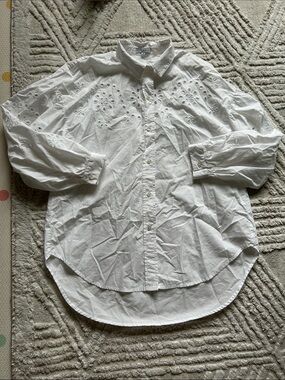 Rails White Embroidered Eyelet Cotton Shirt - Classic Button-Up